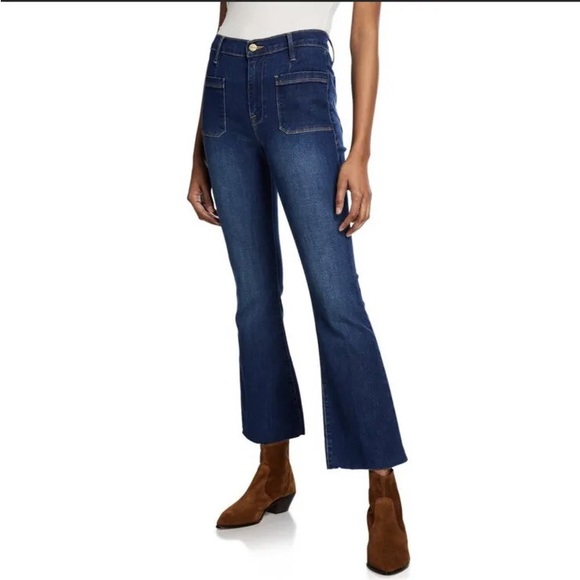 NWT FRAME Le Bardot Crop Flare Jeans Menara Wash size 25